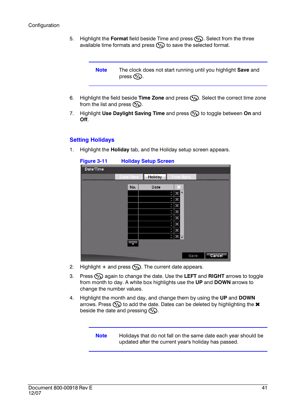 Figure 3-11, Holiday setup screen | Insignia HRSD16 User Manual | Page 41 / 160
