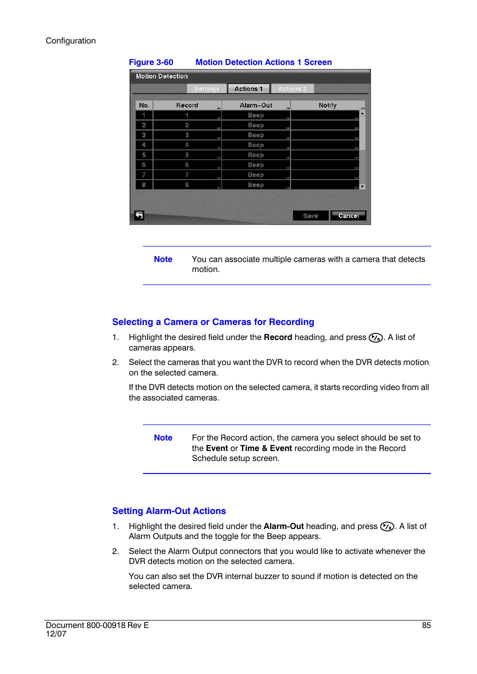 Figure 3-60, Motion detection actions 1 screen | Insignia HRSD16 User Manual | Page 85 / 160