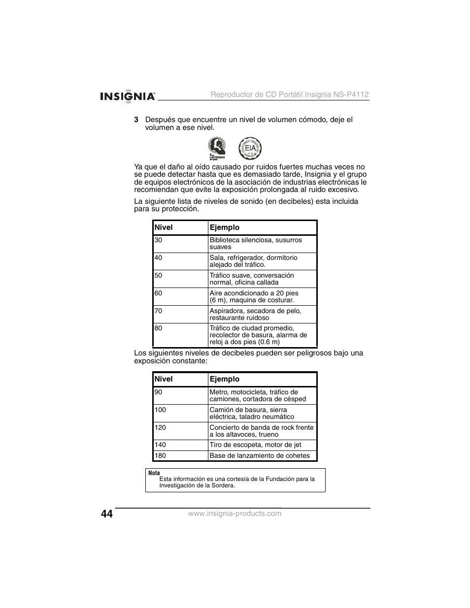 Insignia NS-P4112 User Manual | Page 44 / 62