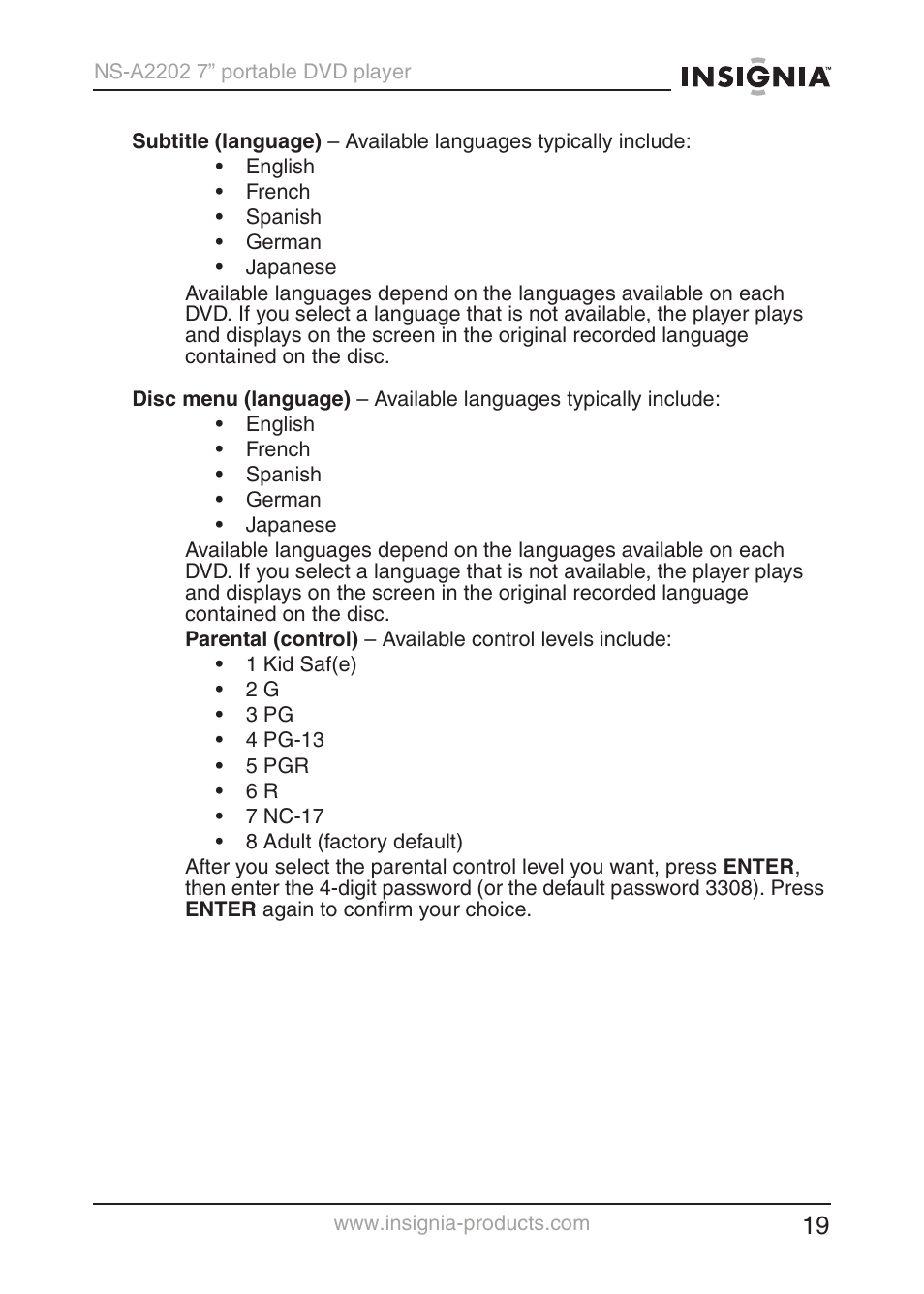 Insignia NS-A2202 User Manual | Page 20 / 102