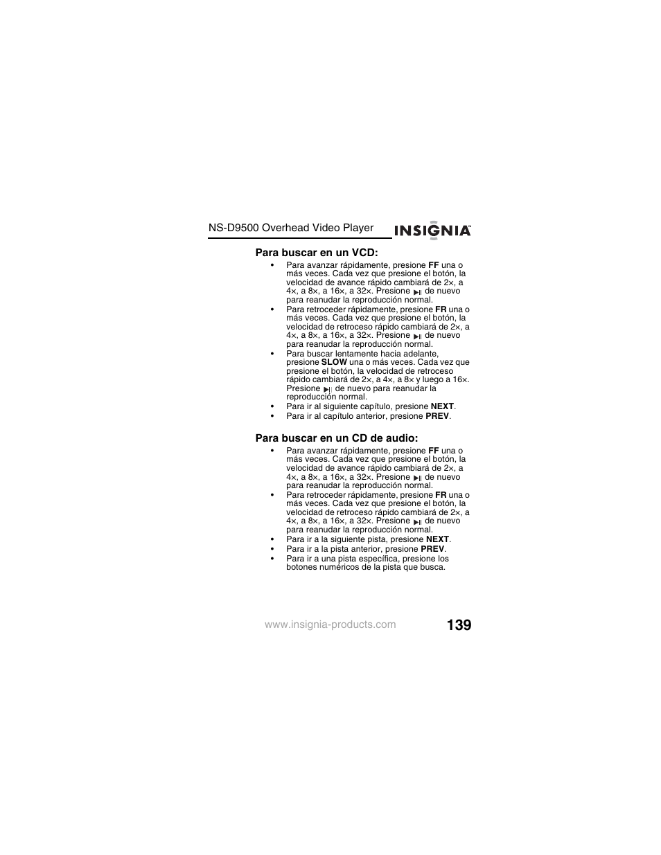 Insignia NS-D9500 User Manual | Page 141 / 168