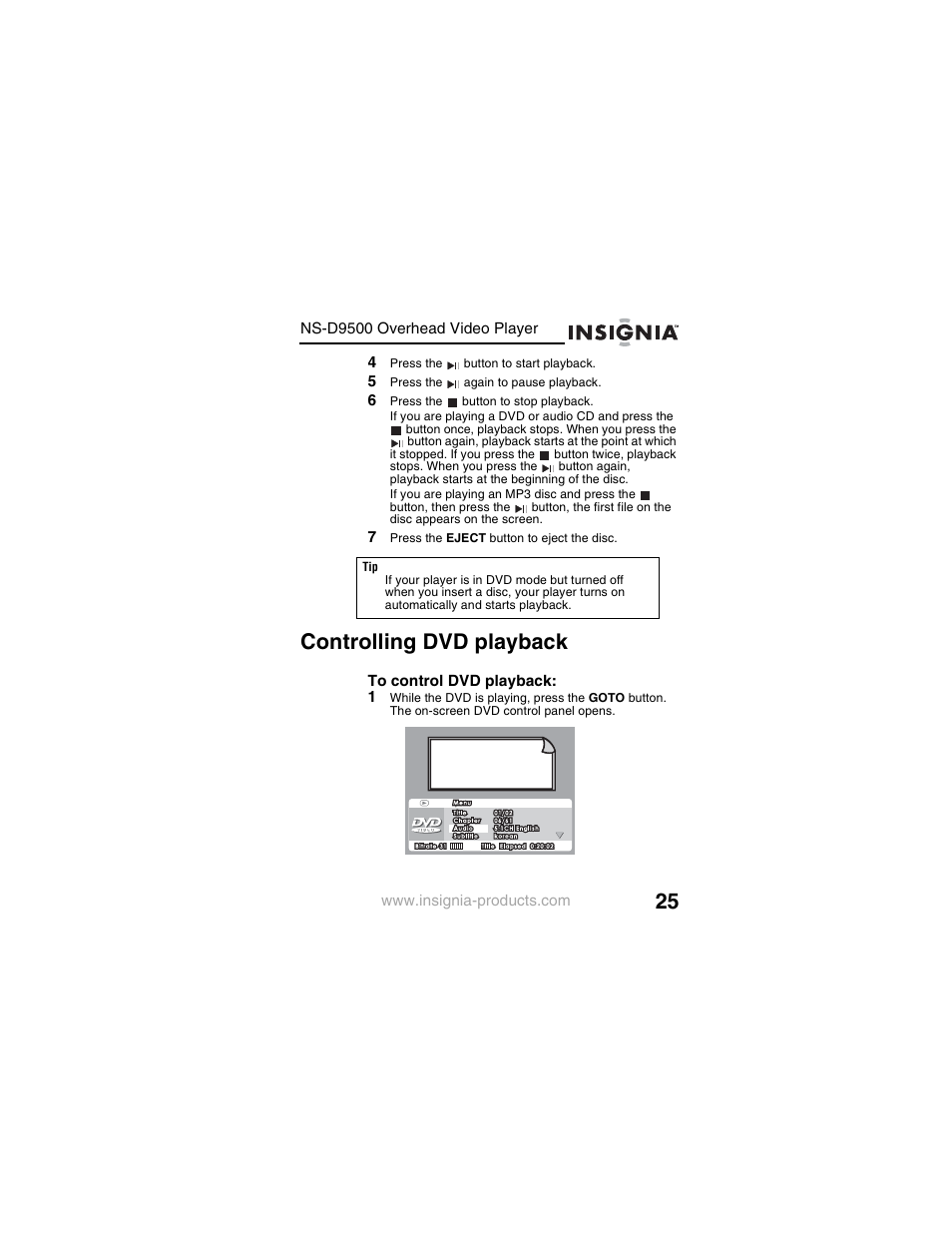 Controlling dvd playback | Insignia NS-D9500 User Manual | Page 27 / 168