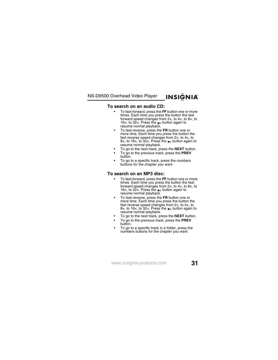 Insignia NS-D9500 User Manual | Page 33 / 168