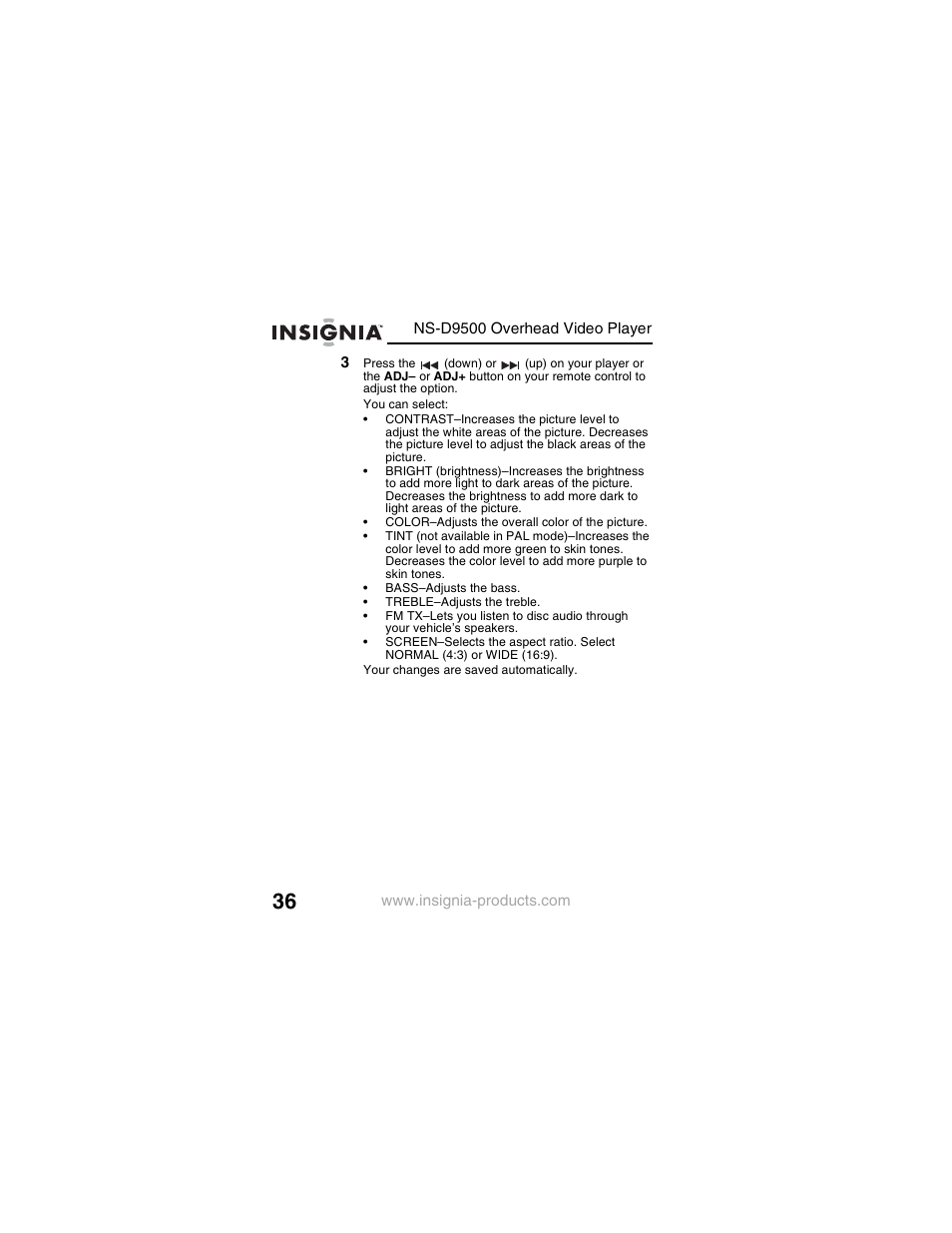 Insignia NS-D9500 User Manual | Page 38 / 168