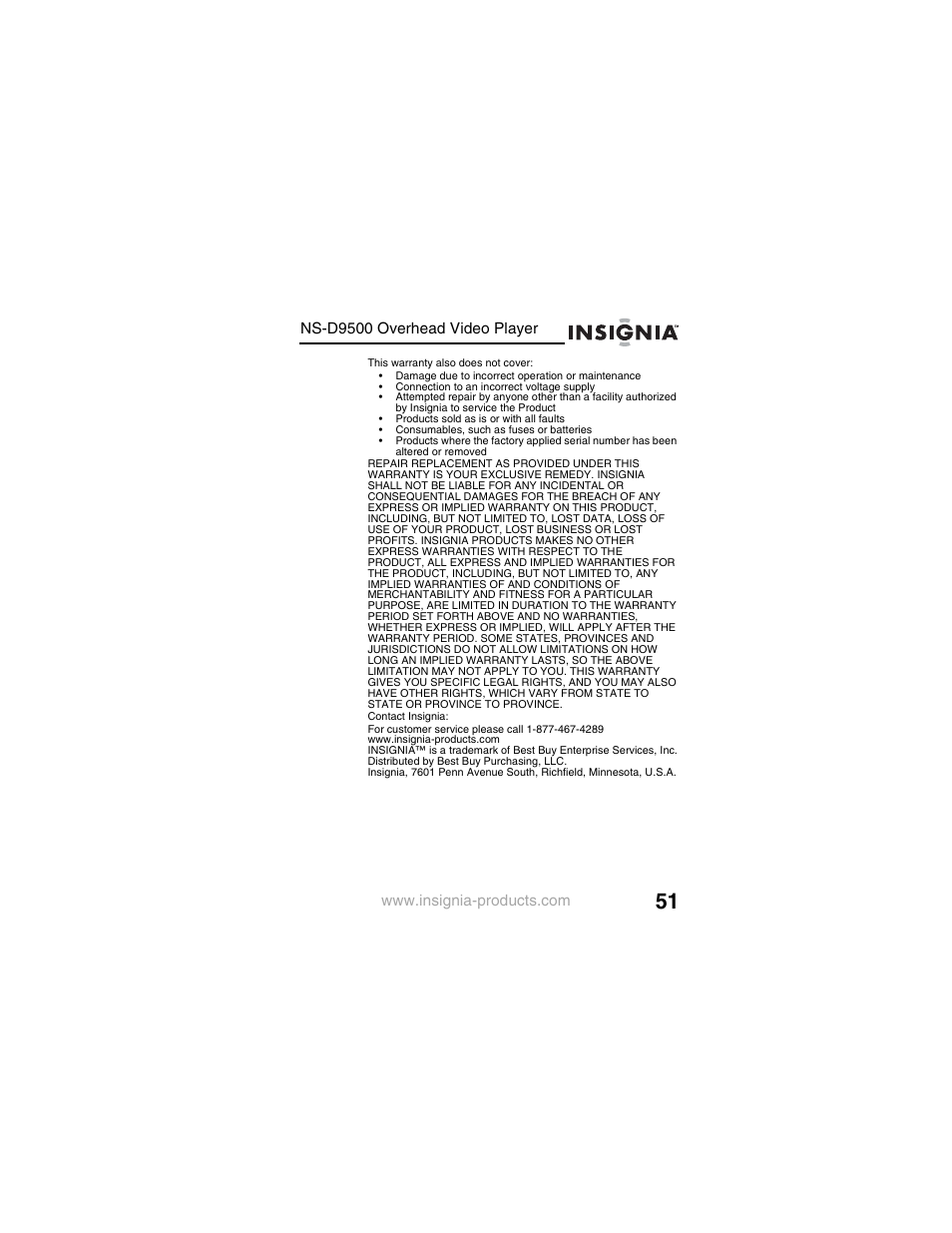 Ns-d9500 overhead video player | Insignia NS-D9500 User Manual | Page 53 / 168