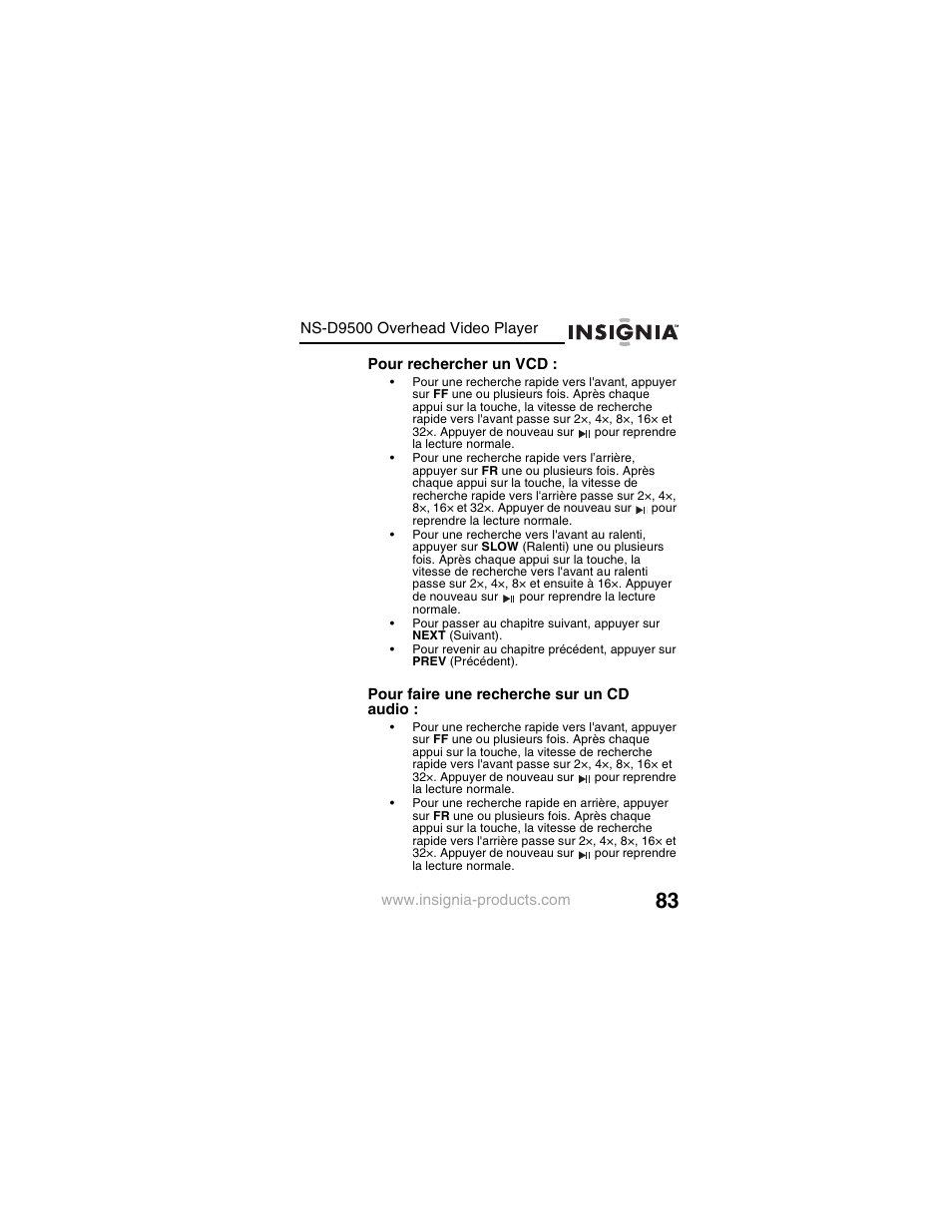 Insignia NS-D9500 User Manual | Page 85 / 168