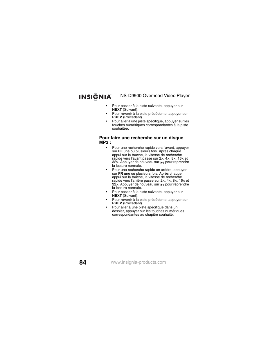 Insignia NS-D9500 User Manual | Page 86 / 168