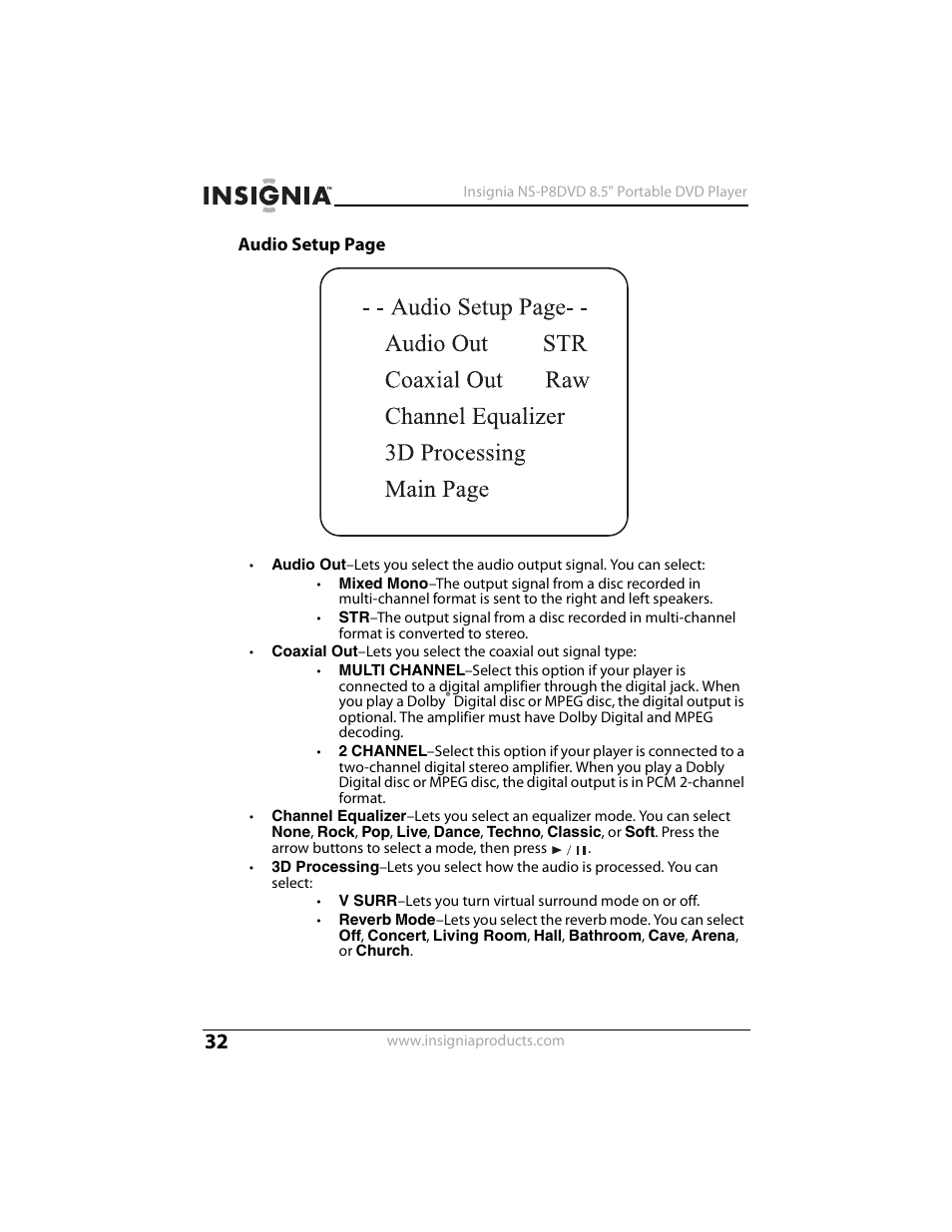 Insignia NS-P8DVD User Manual | Page 32 / 44