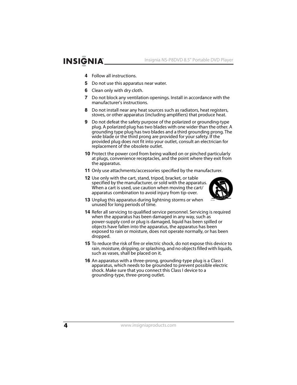 Insignia NS-P8DVD User Manual | Page 4 / 44