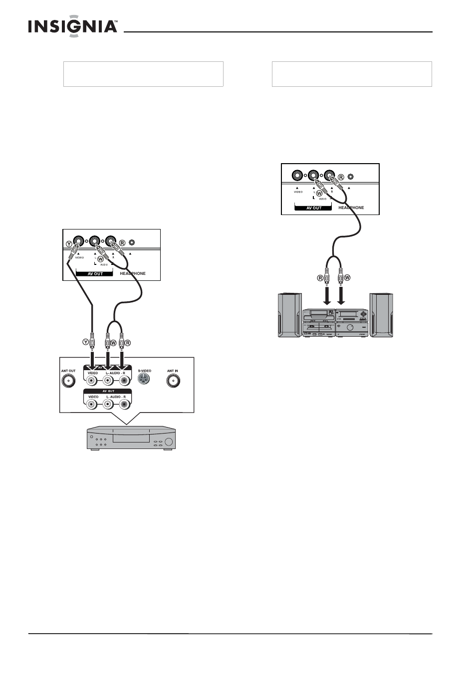 Connecting a vcr (for recording), To connect and record a program on a vcr, Connecting an amplifier | To connect to an amplifier | Insignia NS-37LCD User Manual | Page 10 / 86