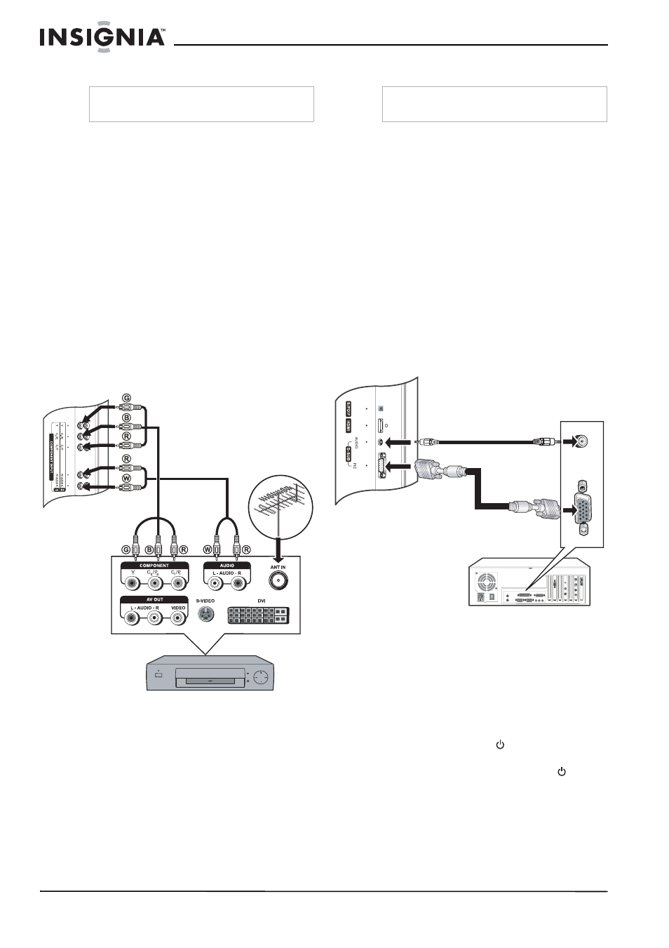 Connexion d’un récepteur tvn, Connexion d’un ordinateur, Fonctionnement du téléviseur | Mise en marche/arrêt de l’appareil, Pour mettre le téléviseur sous/hors tension | Insignia NS-37LCD User Manual | Page 40 / 86