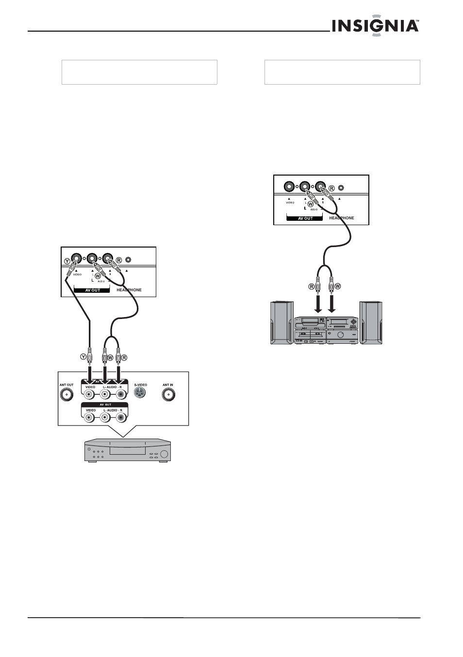 Conexión de un vcr (para grabar), Para conectarse y grabar un programa en un vcr, Conexión a un amplificador | Para conectarse a un amplificador | Insignia NS-37LCD User Manual | Page 65 / 86