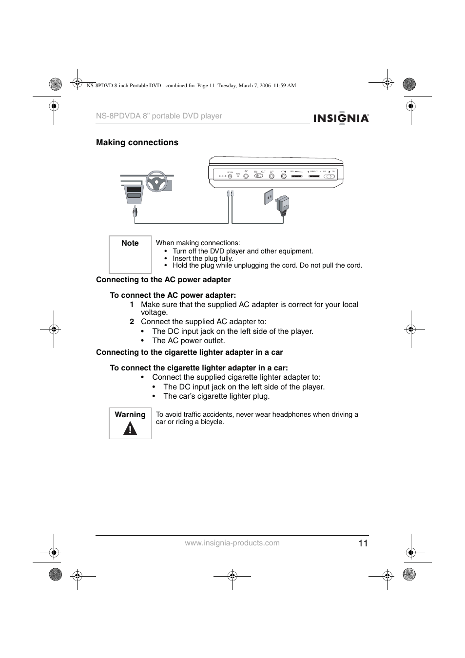 Making connections | Insignia NS-8PDVDA User Manual | Page 12 / 104