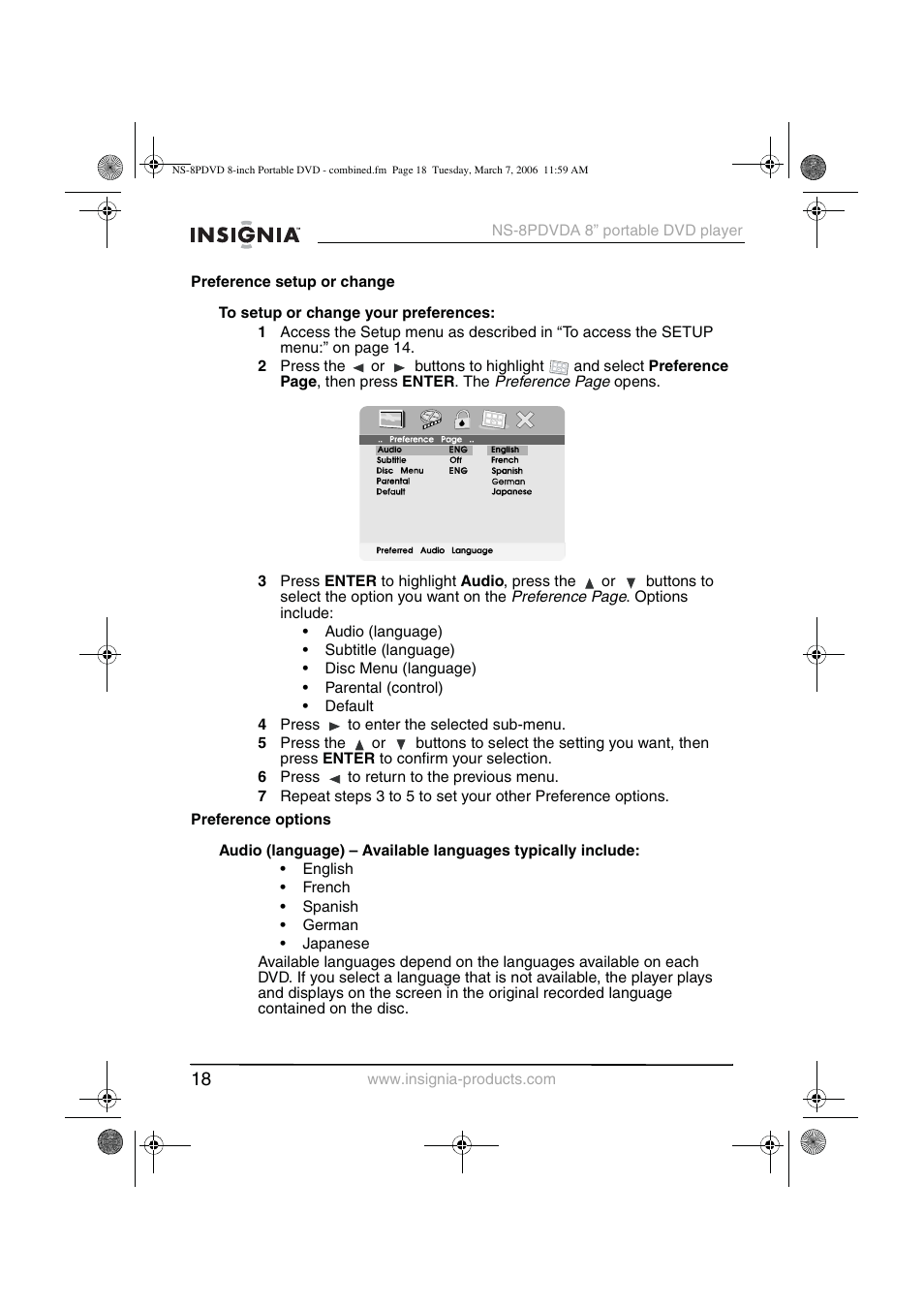 Insignia NS-8PDVDA User Manual | Page 19 / 104