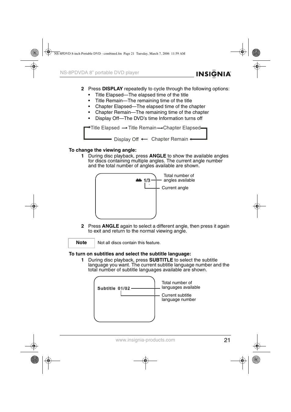 Insignia NS-8PDVDA User Manual | Page 22 / 104