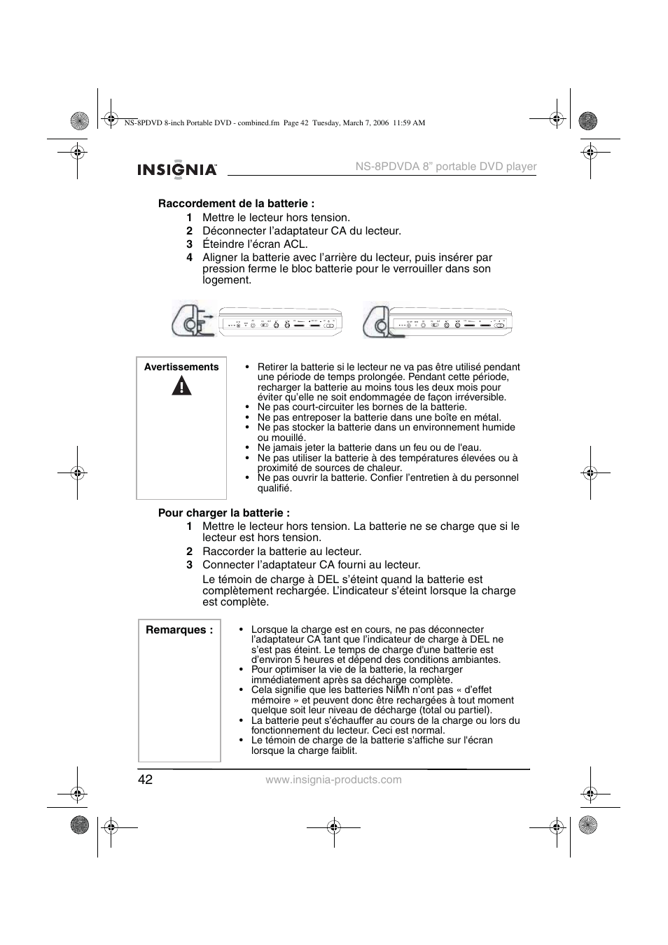 Remarques | Insignia NS-8PDVDA User Manual | Page 43 / 104