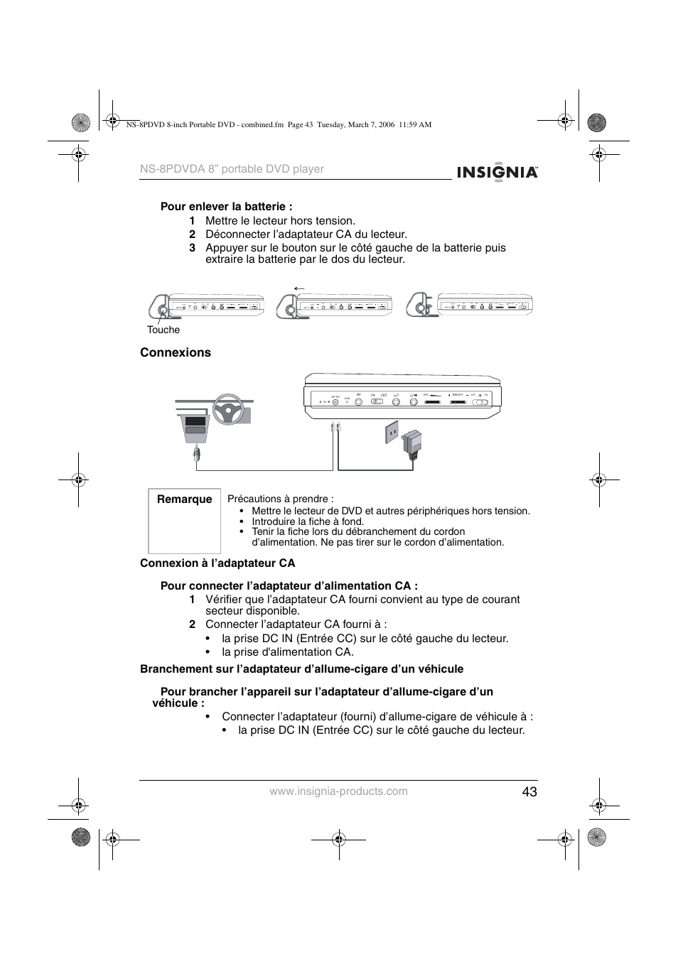 Connexions | Insignia NS-8PDVDA User Manual | Page 44 / 104