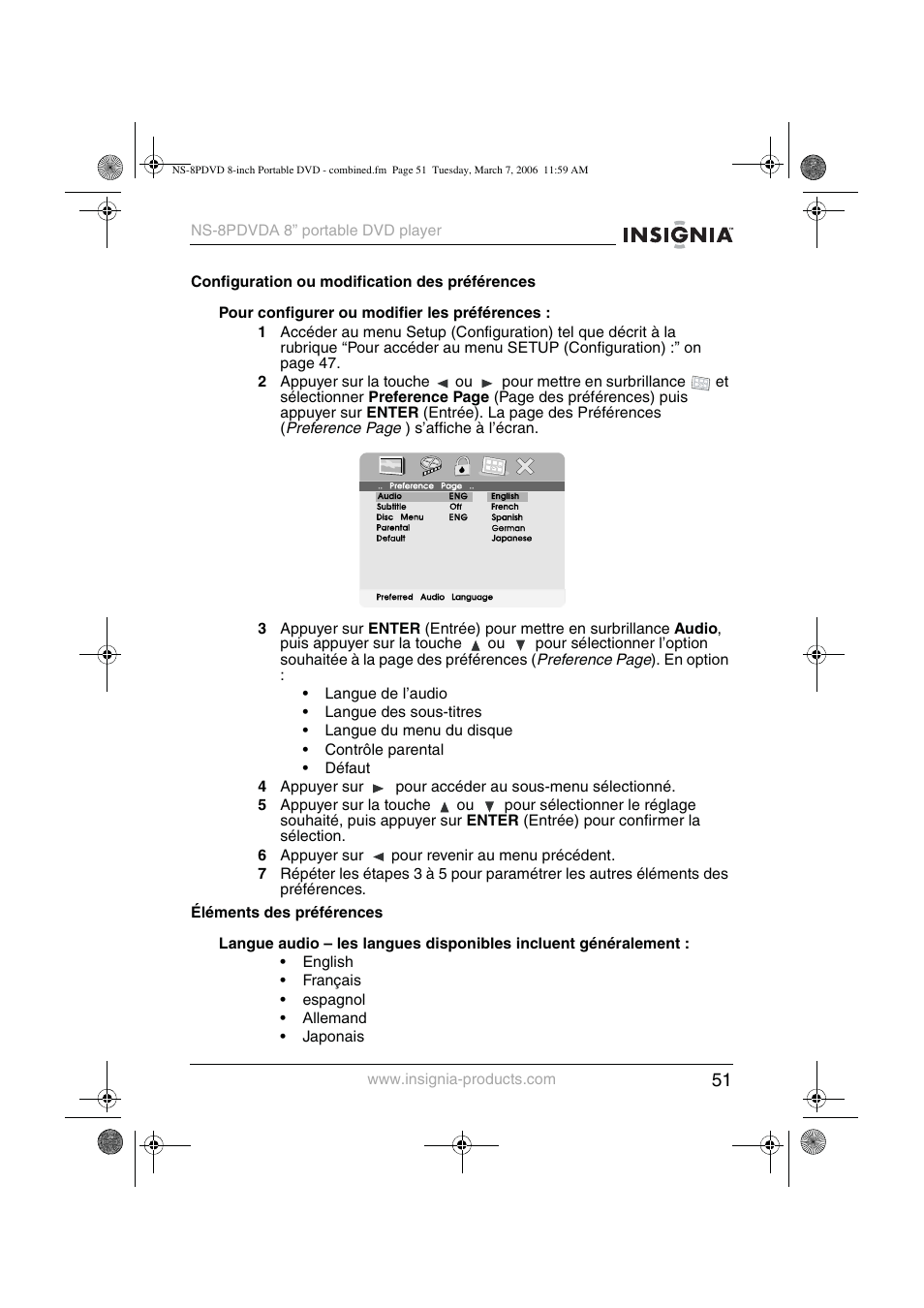 Insignia NS-8PDVDA User Manual | Page 52 / 104