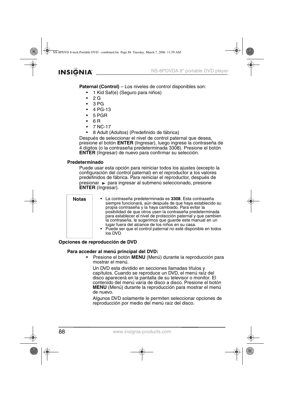 Insignia NS-8PDVDA User Manual | Page 89 / 104