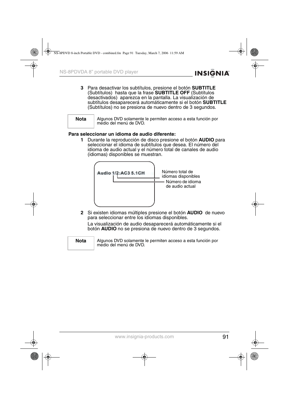 Insignia NS-8PDVDA User Manual | Page 92 / 104