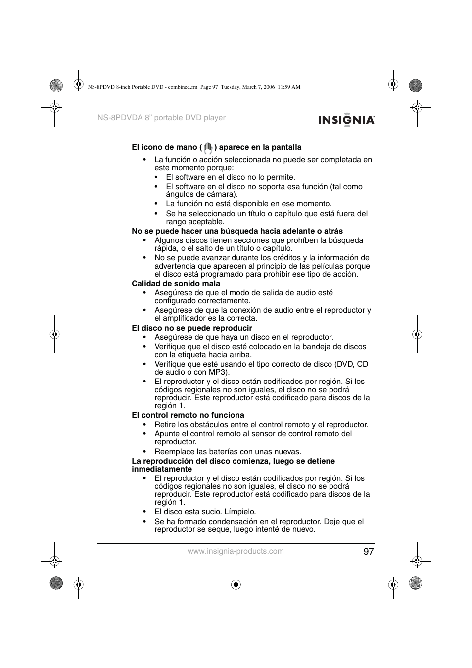 Insignia NS-8PDVDA User Manual | Page 98 / 104