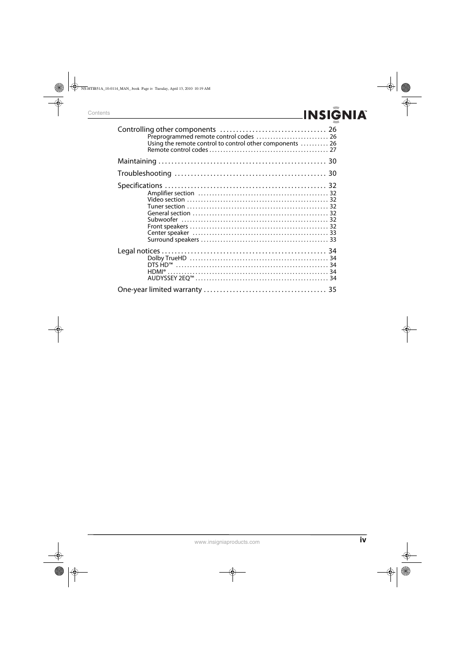 Insignia NS-HTIB51A User Manual | Page 3 / 40