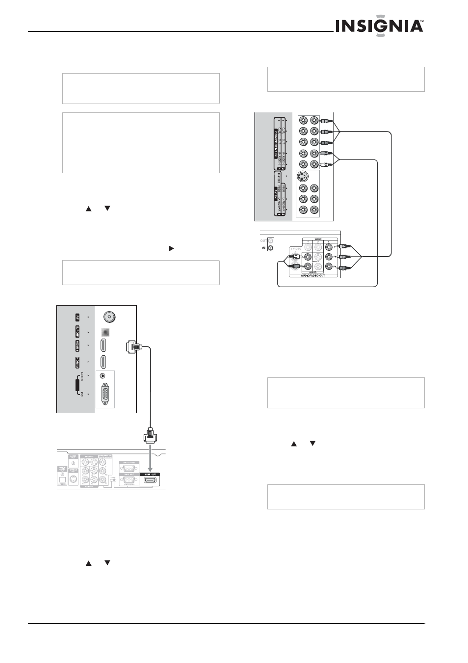 Connecting an hdmi device, Connecting component video | Insignia NS-LCD26A User Manual | Page 11 / 100