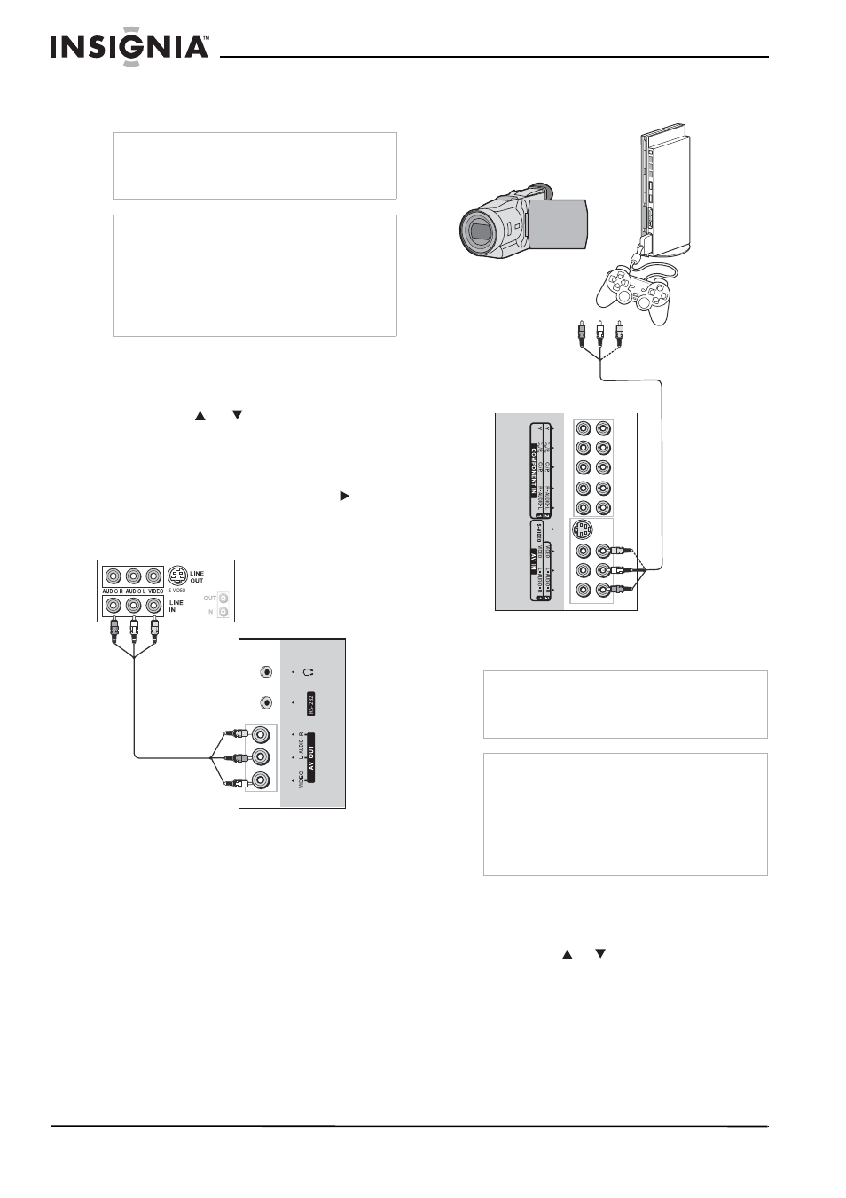 Connexion d’une console de jeux ou d’un caméscope | Insignia NS-LCD26A User Manual | Page 42 / 100