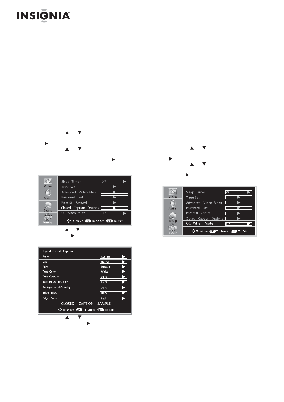Sous-titres codés avec une transmission numérique, Utilisation du contrôle parental, Paramétrage du mot de passe | Insignia NS-LCD26A User Manual | Page 52 / 100
