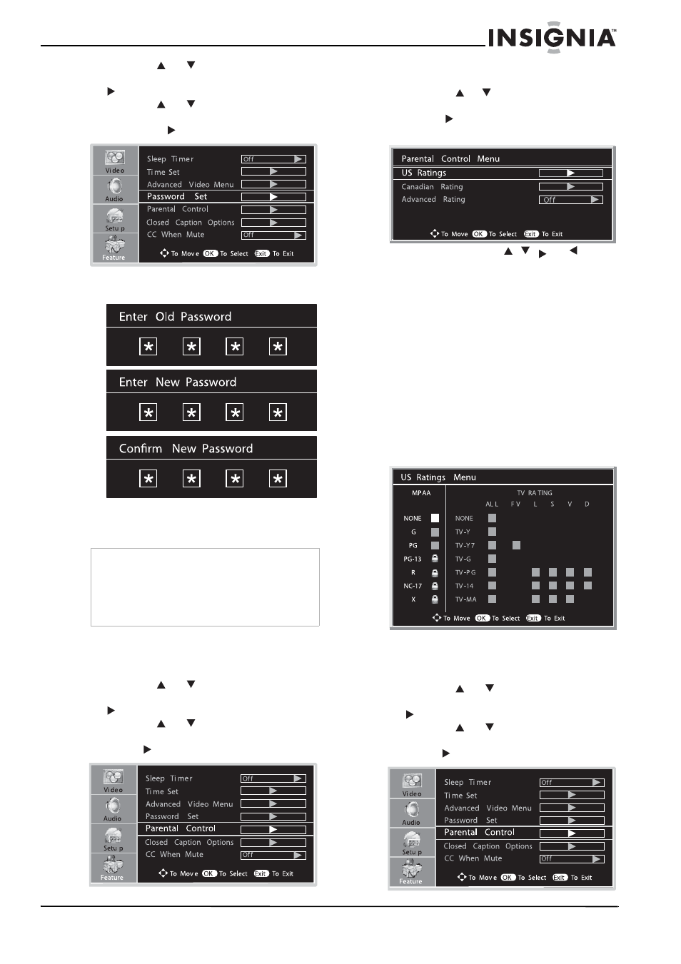 Définition des classifications mpaa, Configuration des classifications tv | Insignia NS-LCD26A User Manual | Page 53 / 100