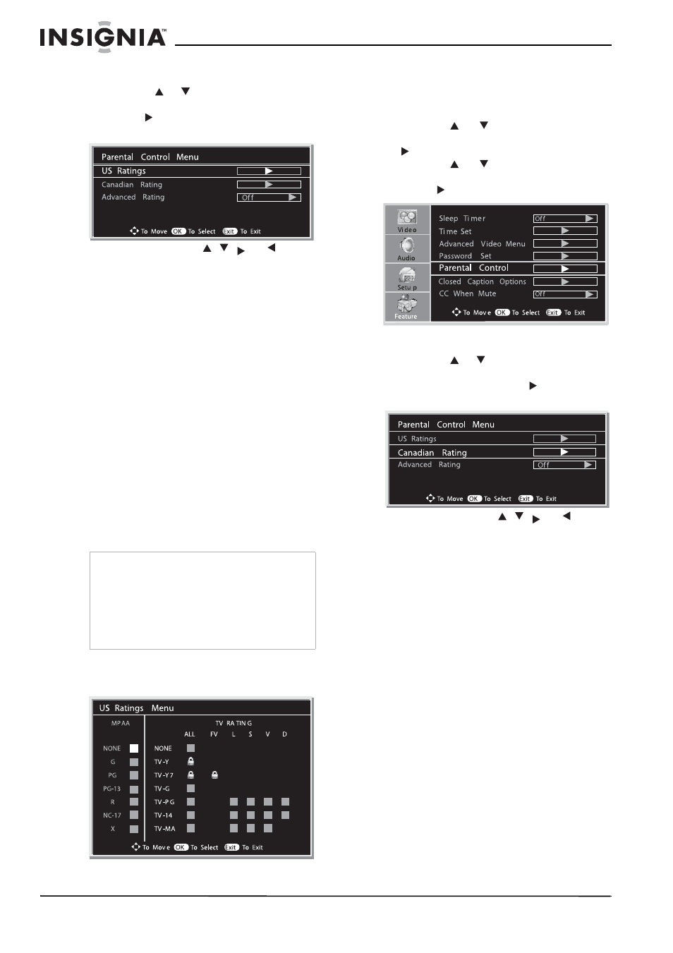 Configuration des classifications du canada | Insignia NS-LCD26A User Manual | Page 54 / 100