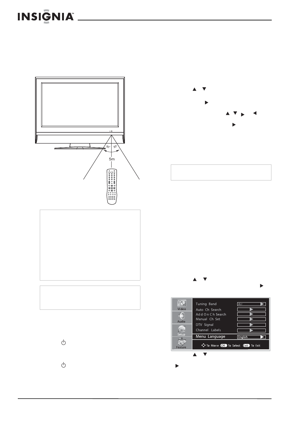 Uso de su televisor, Uso del control remoto, Encendido y apagado del televisor | Visualización de menús y pantallas, Visualización del titular de información, Selección del idioma para el menú de pantalla | Insignia NS-LCD26A User Manual | Page 76 / 100