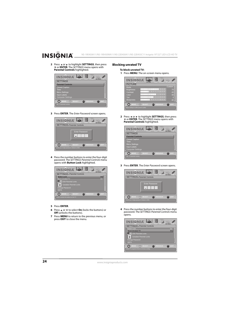 Blocking unrated tv | Insignia NS-22E450A11 User Manual | Page 28 / 52