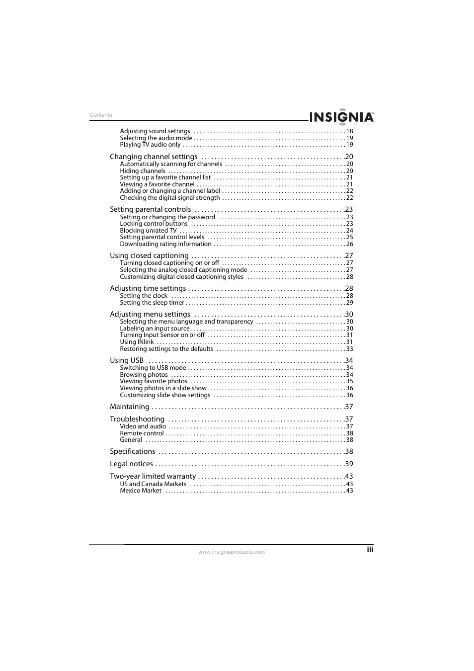 Insignia NS-22E450A11 User Manual | Page 3 / 52