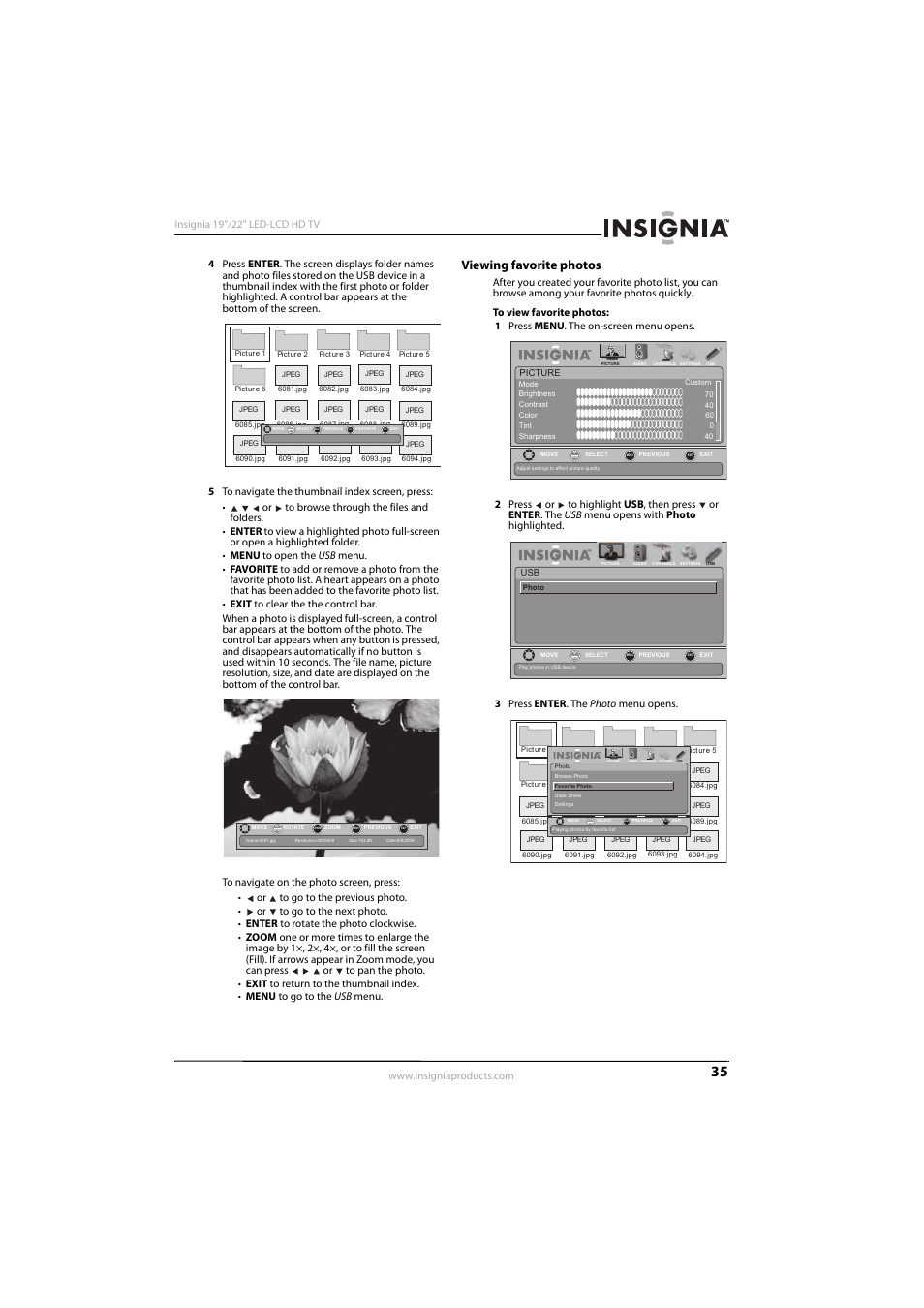 Viewing favorite photos | Insignia NS-22E450A11 User Manual | Page 39 / 52