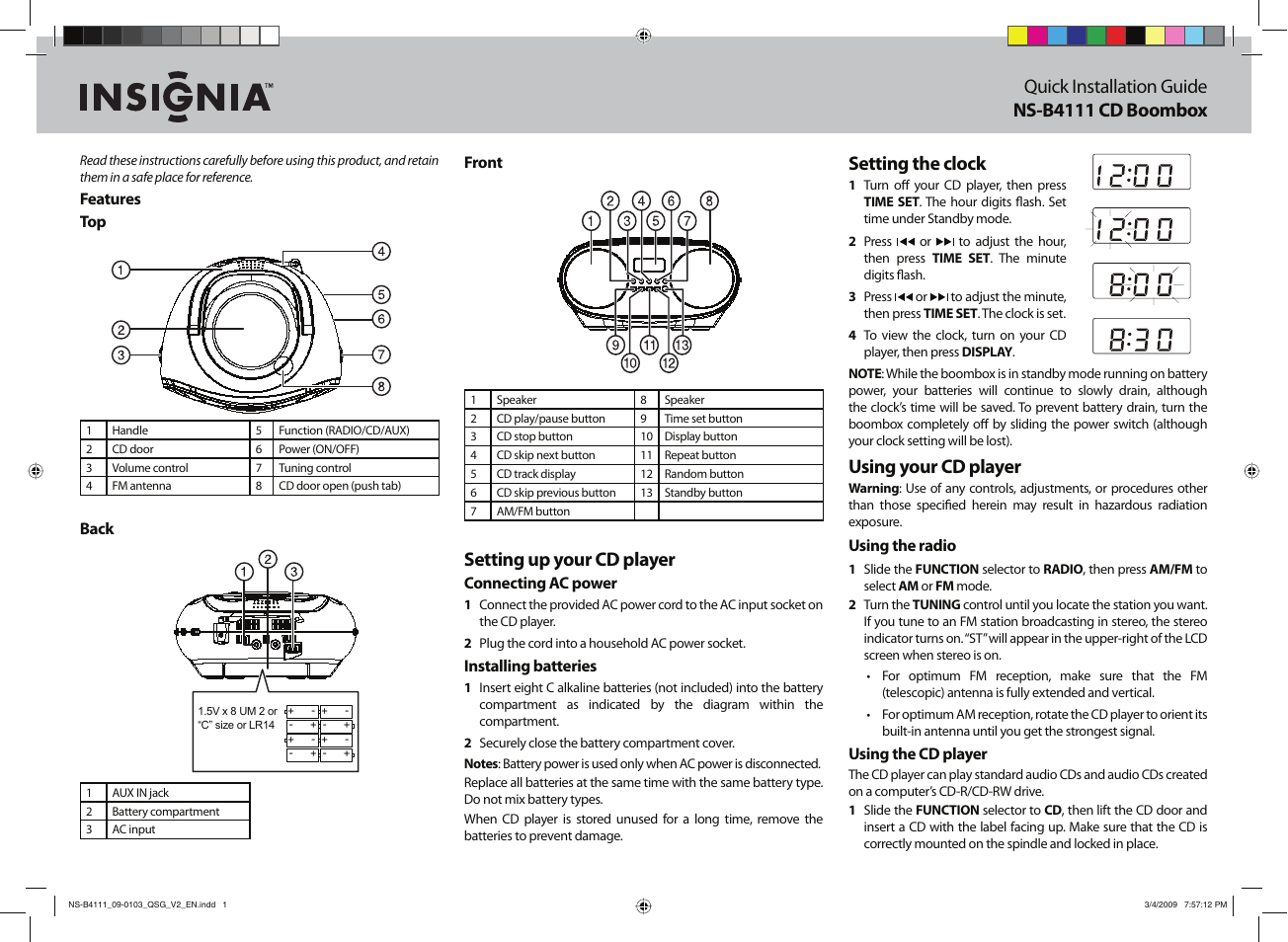 Insignia NS-B4111 User Manual | 2 pages