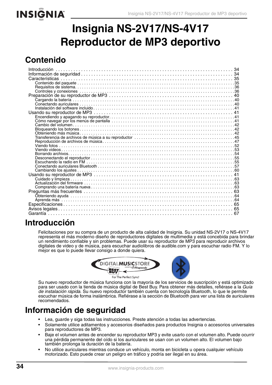Insignia NS-2V17/NS-4V17 User Manual | Page 34 / 68