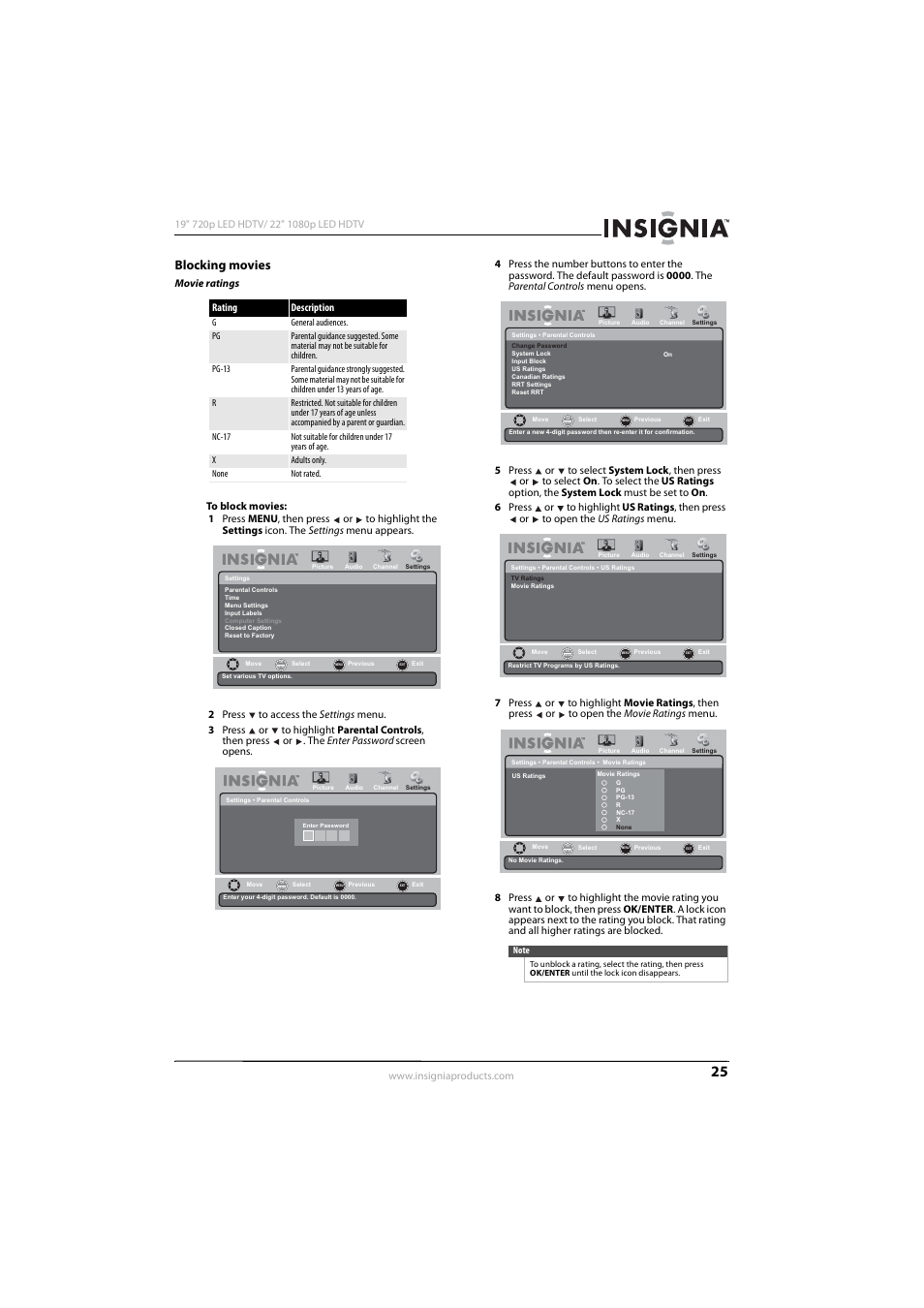 Blocking movies | Insignia NS-19E430A10 User Manual | Page 29 / 44