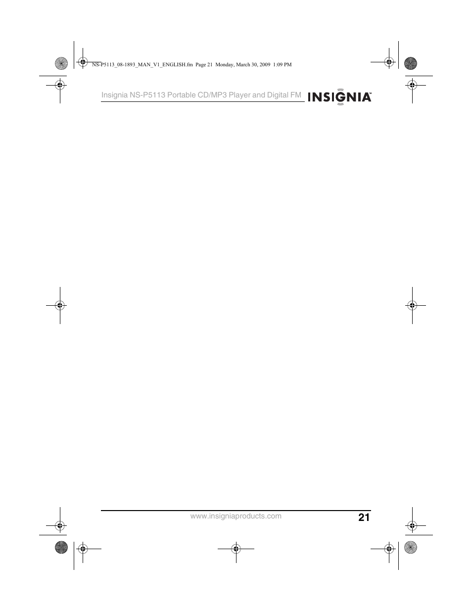 Insignia NS-P5113 User Manual | Page 21 / 24