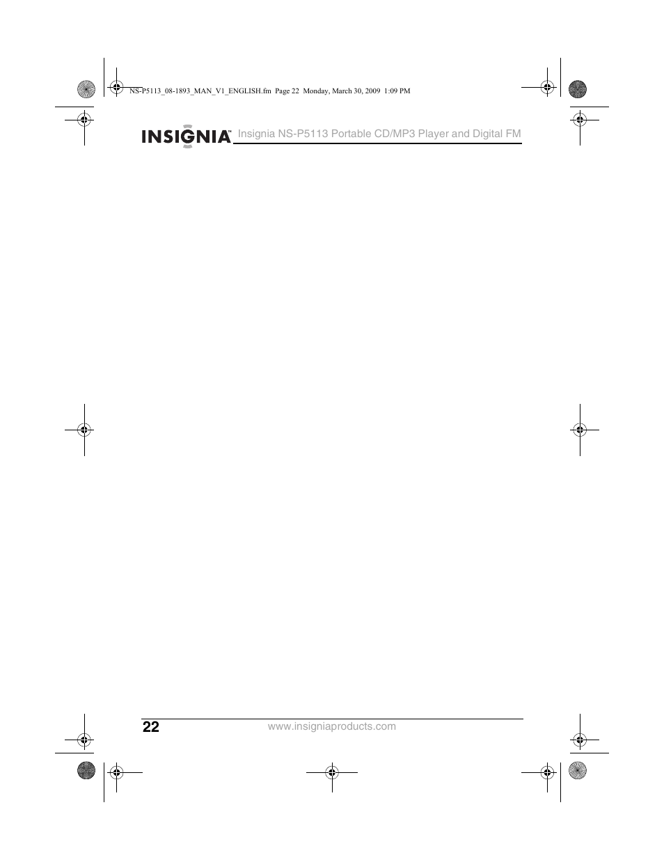 Insignia NS-P5113 User Manual | Page 22 / 24