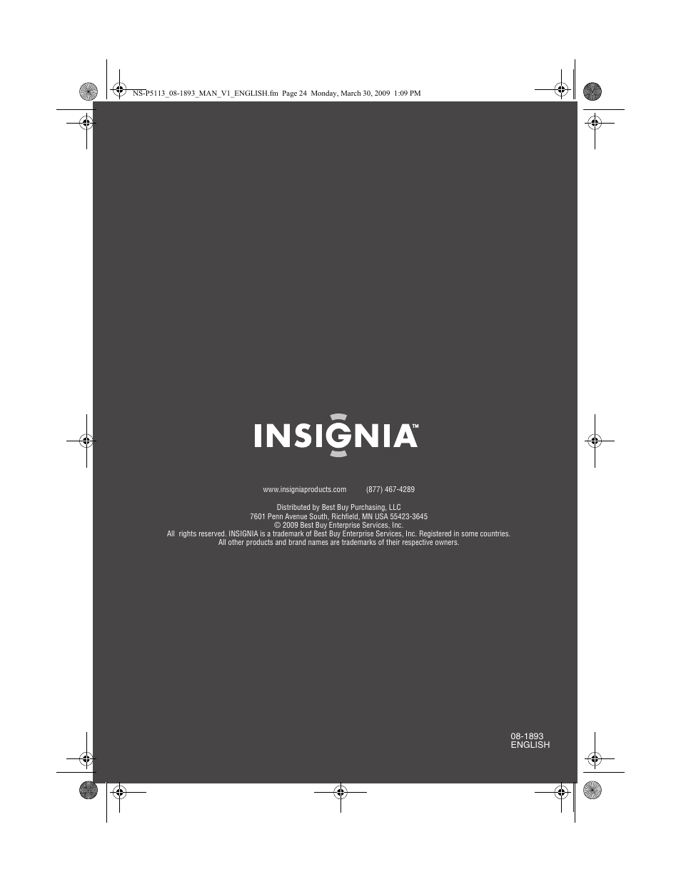 Insignia NS-P5113 User Manual | Page 24 / 24