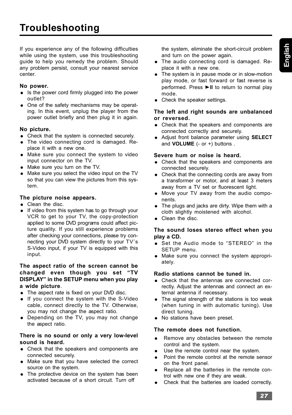 Troubleshooting, English | Insignia IS-HTIB102731 User Manual | Page 27 / 86