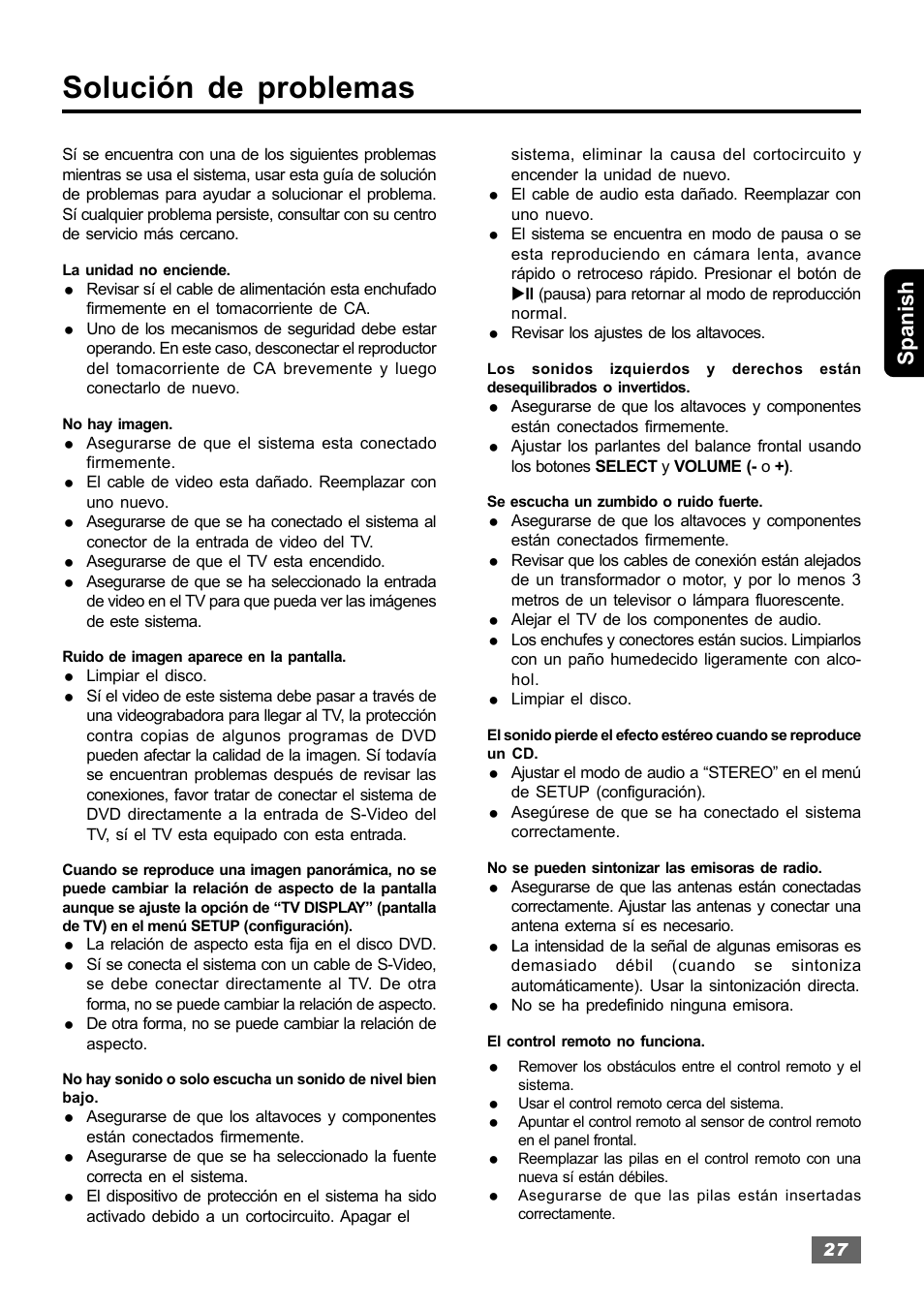 Solución de problemas, Spanish | Insignia IS-HTIB102731 User Manual | Page 55 / 86