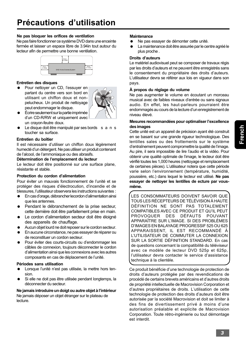 Précautions d’utilisation, French | Insignia IS-HTIB102731 User Manual | Page 59 / 86
