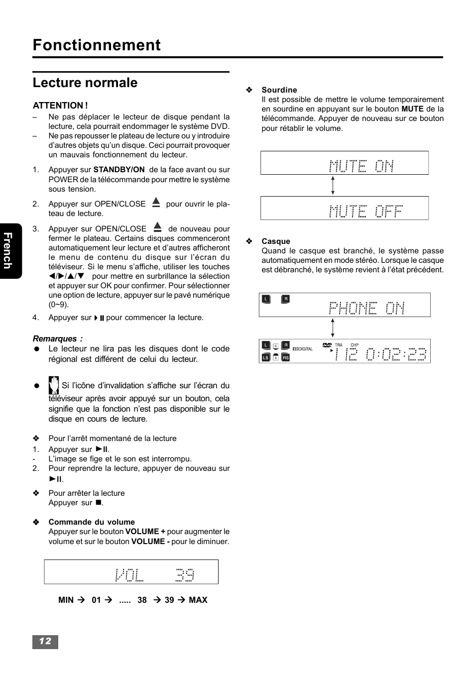 Fonctionnement, Lecture normale, French | Insignia IS-HTIB102731 User Manual | Page 68 / 86