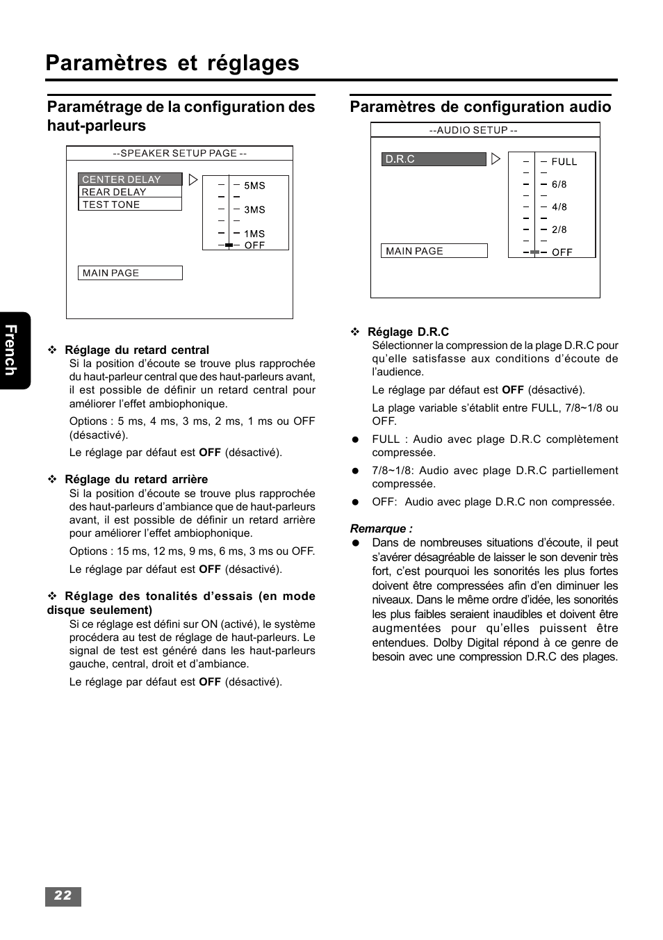 Paramètres et réglages, Paramètres de configuration audio | Insignia IS-HTIB102731 User Manual | Page 78 / 86