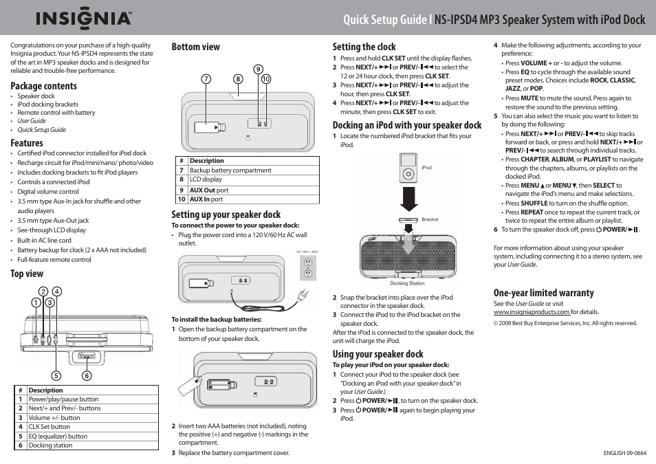 Insignia NS-IPSD4 User Manual | 1 page