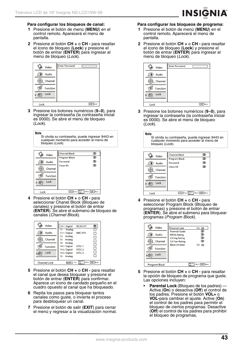 Insignia NS-LCD19W-09 User Manual | Page 43 / 48