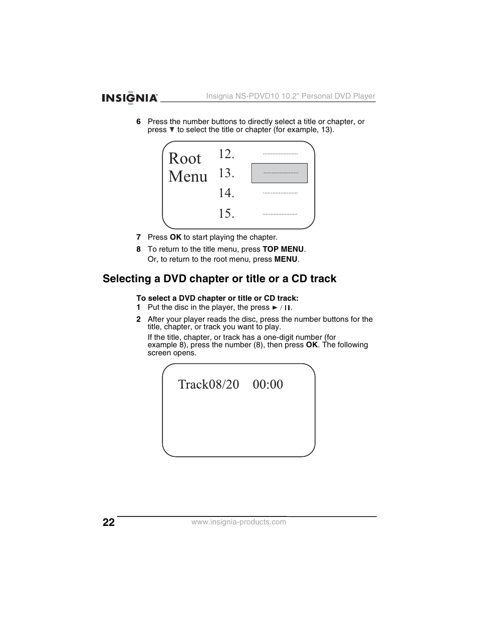 Root menu | Insignia NS-PDVD10 User Manual | Page 24 / 130