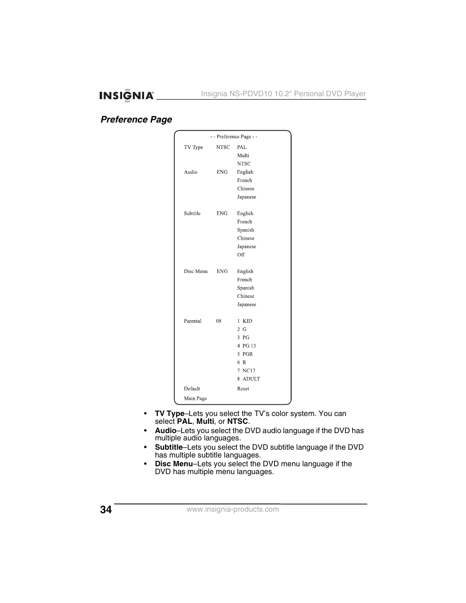 Insignia NS-PDVD10 User Manual | Page 36 / 130